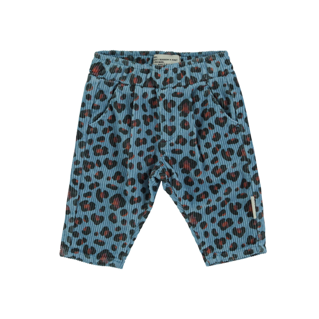 Baby-Cordhose Blau mit Animalprint