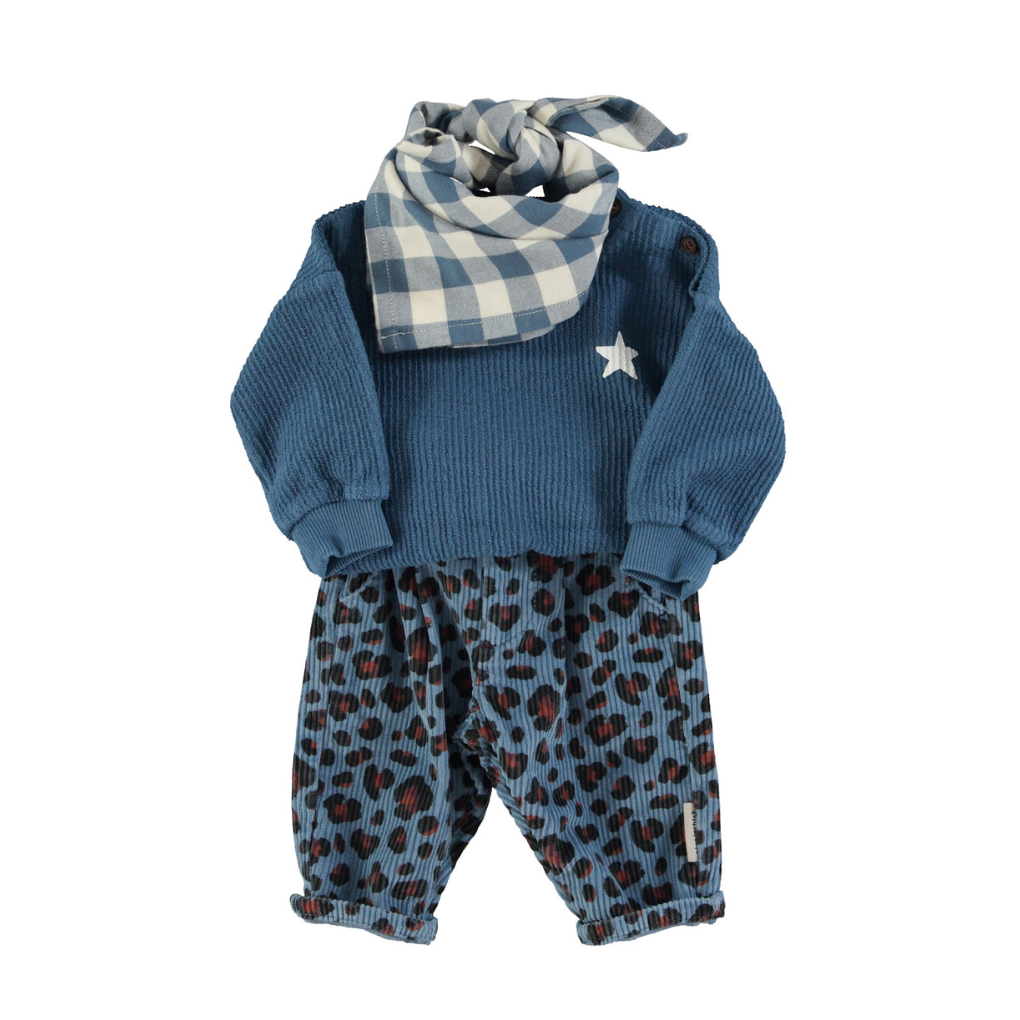 Baby-Cordhose Blau mit Animalprint
