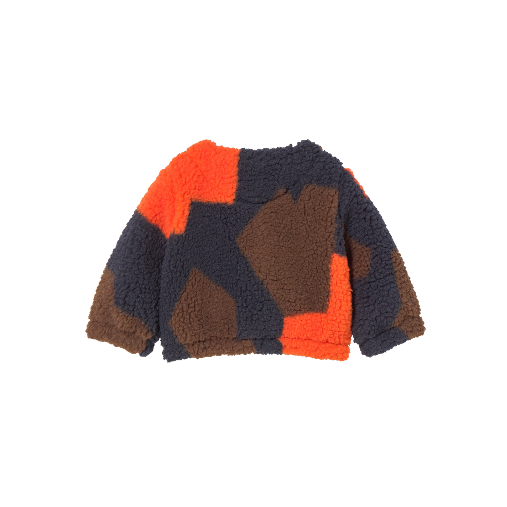 Sherpa Jacke Color Block Rot