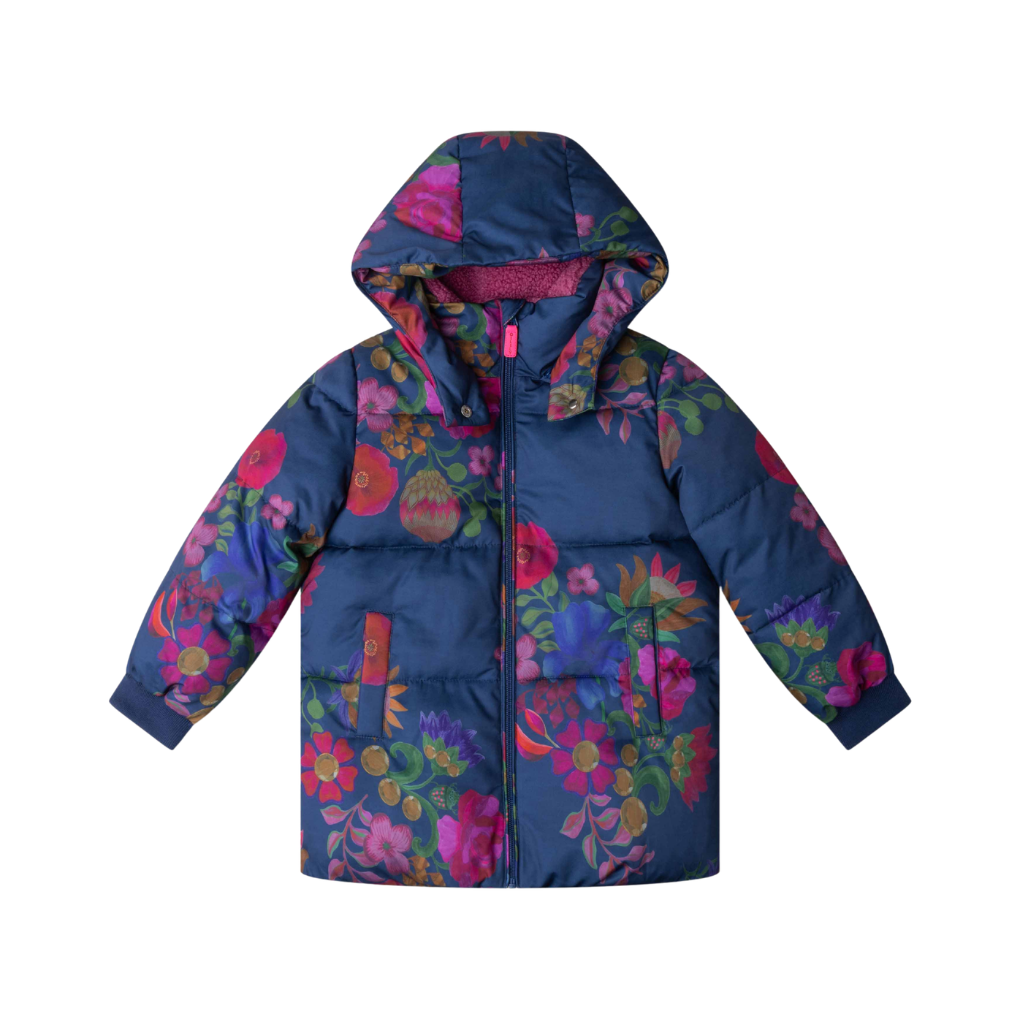 Coorie coat AOP Bouquet Botanique – Estate Blue