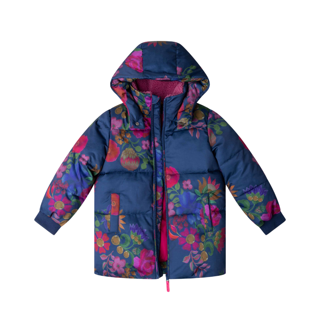 Coorie coat AOP Bouquet Botanique – Estate Blue