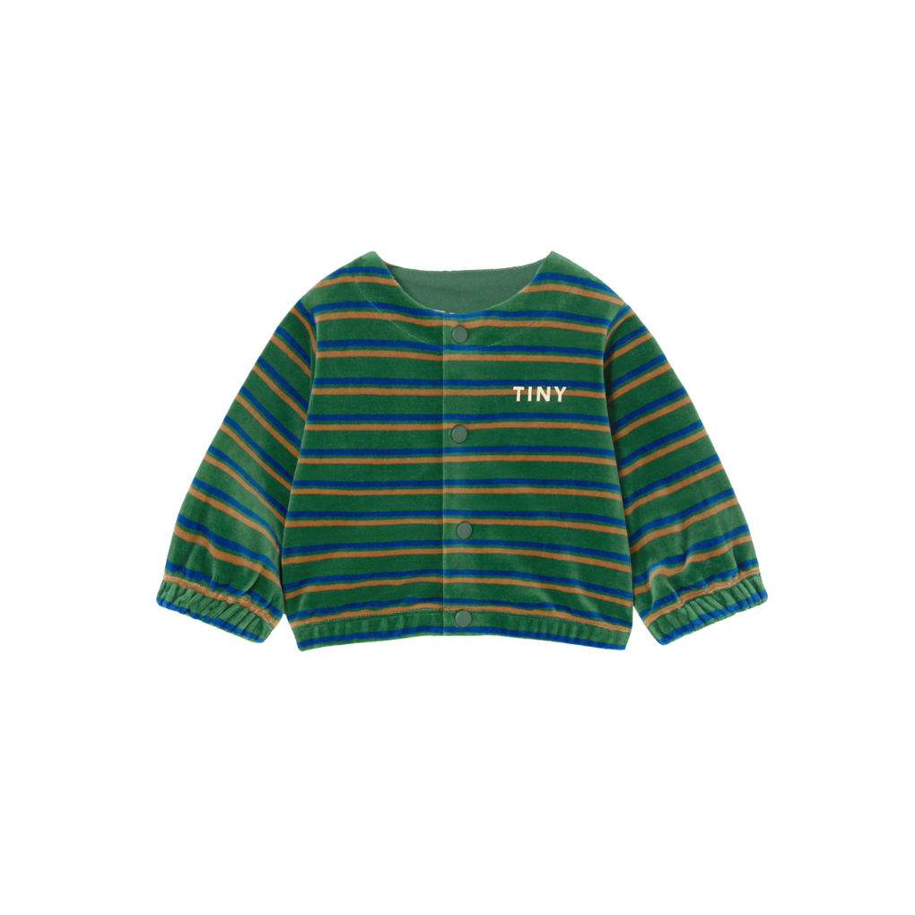 Baby Cardigan gestreift dunkelgrün