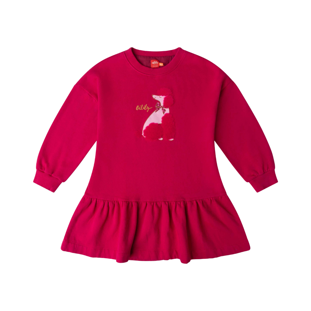 Drole sweat dress Solid with artwork Pink Poodle – Bougainville