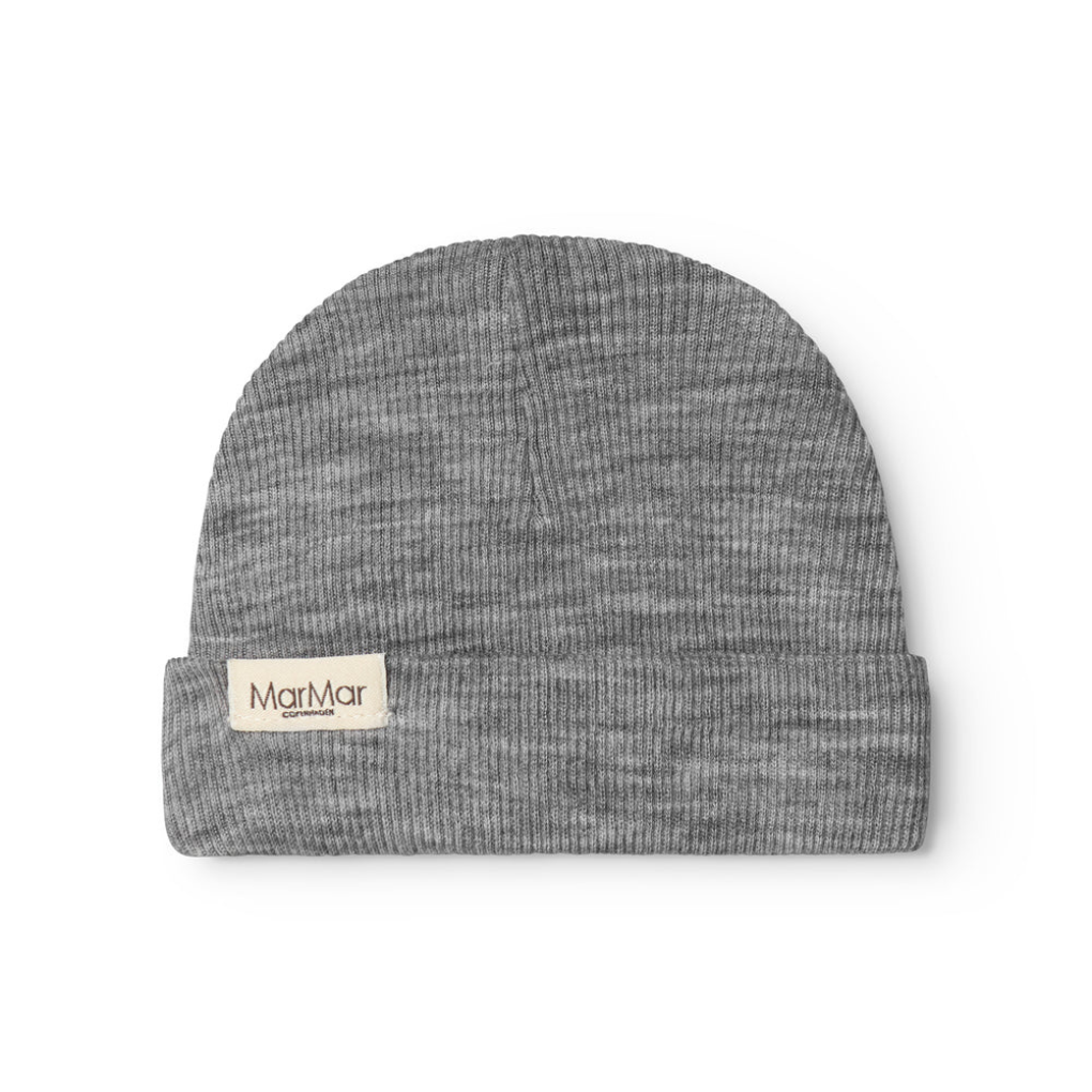 Aiko Beanie Woll Rib Grey melange