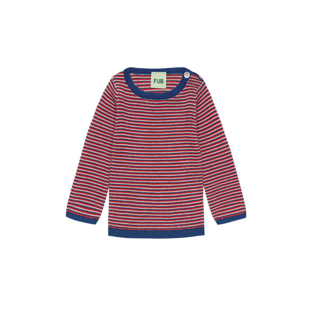 Baby Rib Blouse Ecru/Classic Red/Deep Indigo