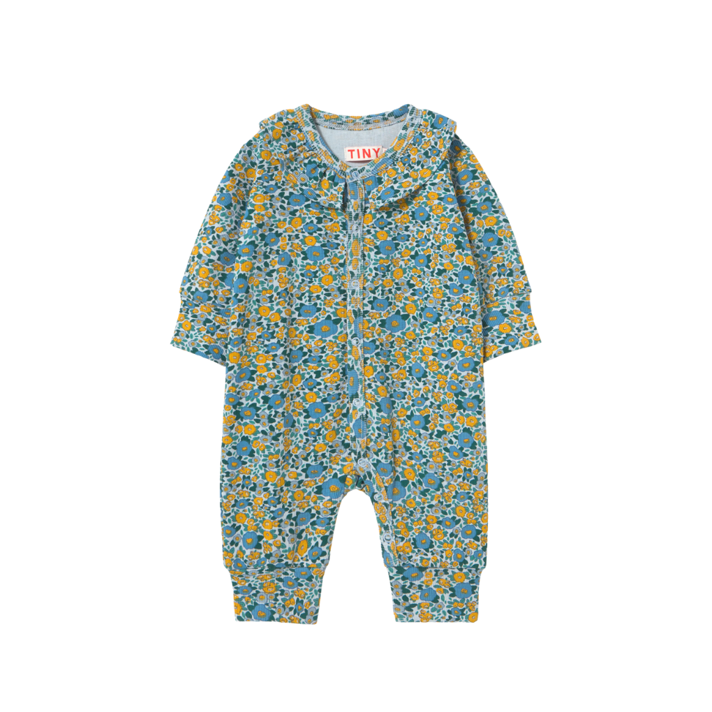 Flower Pattern Rib One-Piece
