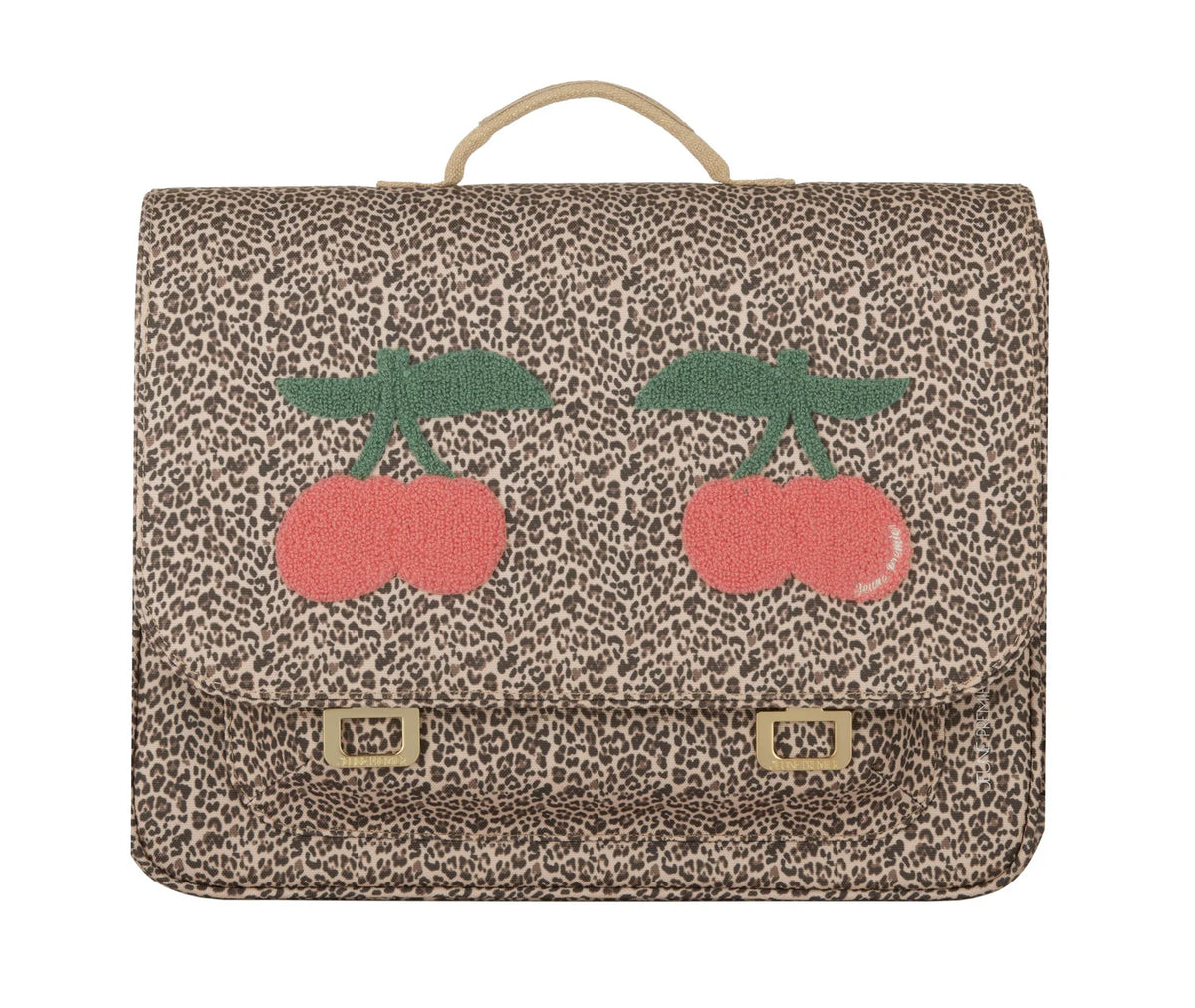 Schultasche Midi - Leopard Cherry