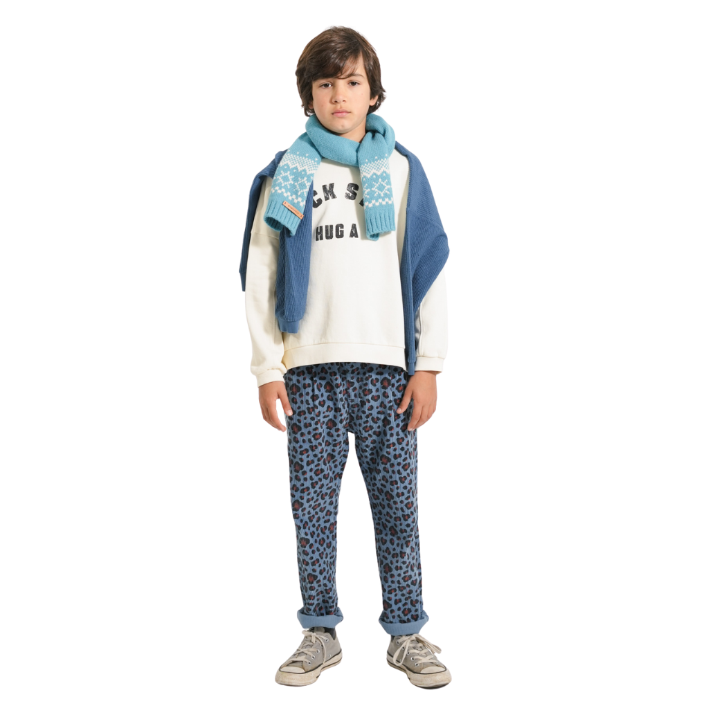 Cordhose Blau mit Animalprint