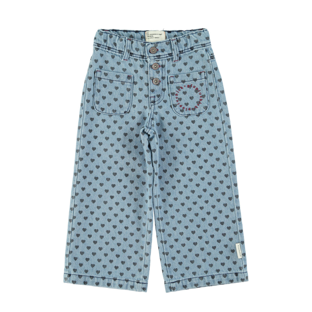 Schlaghose Denim mit schwarzen Herzen