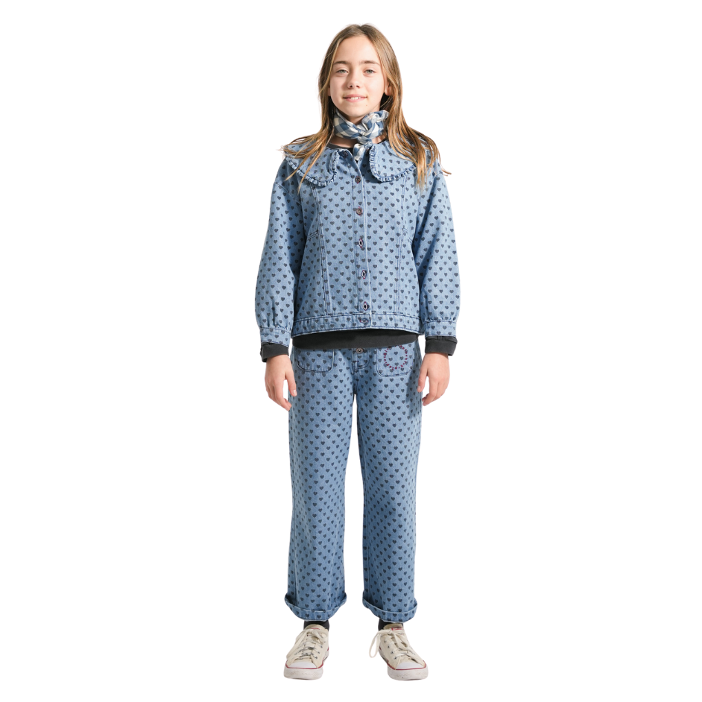 Schlaghose Denim mit schwarzen Herzen