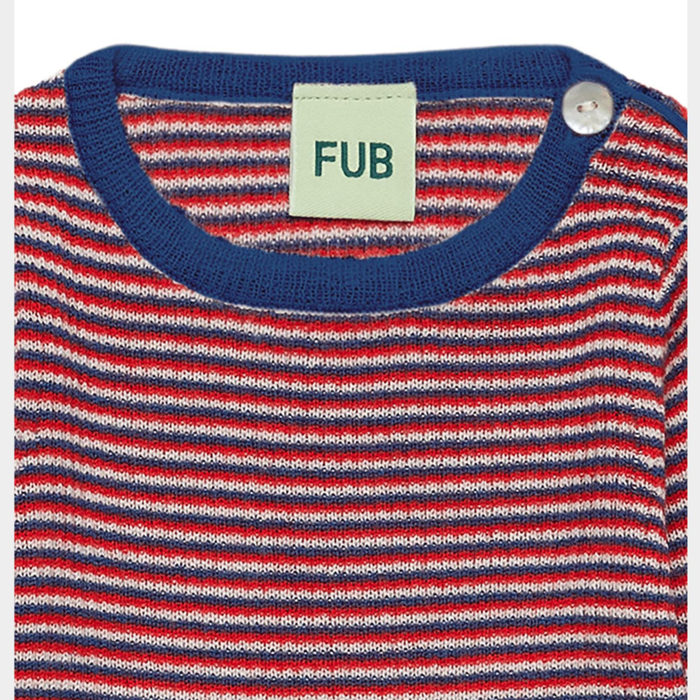 Baby Rib Blouse Ecru/Classic Red/Deep Indigo