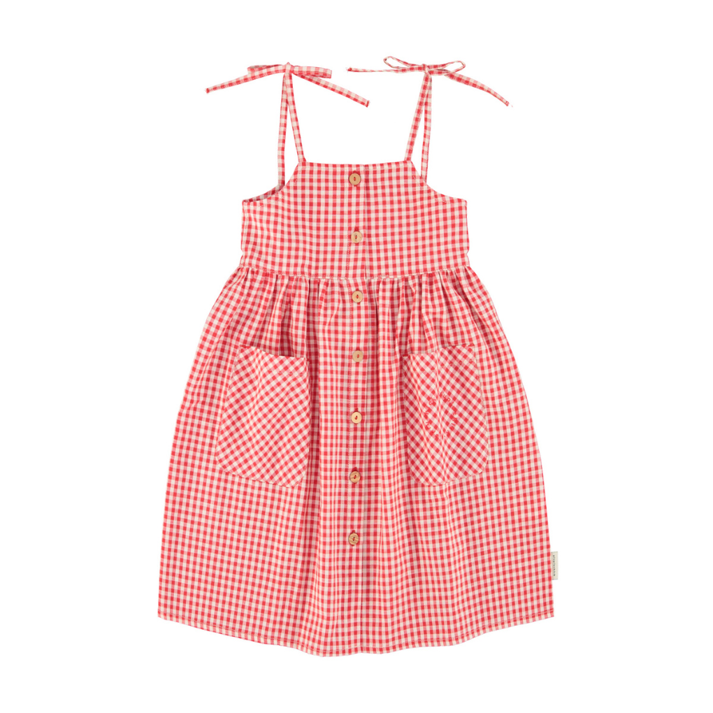 Langes Kleid rot/weiss Karo