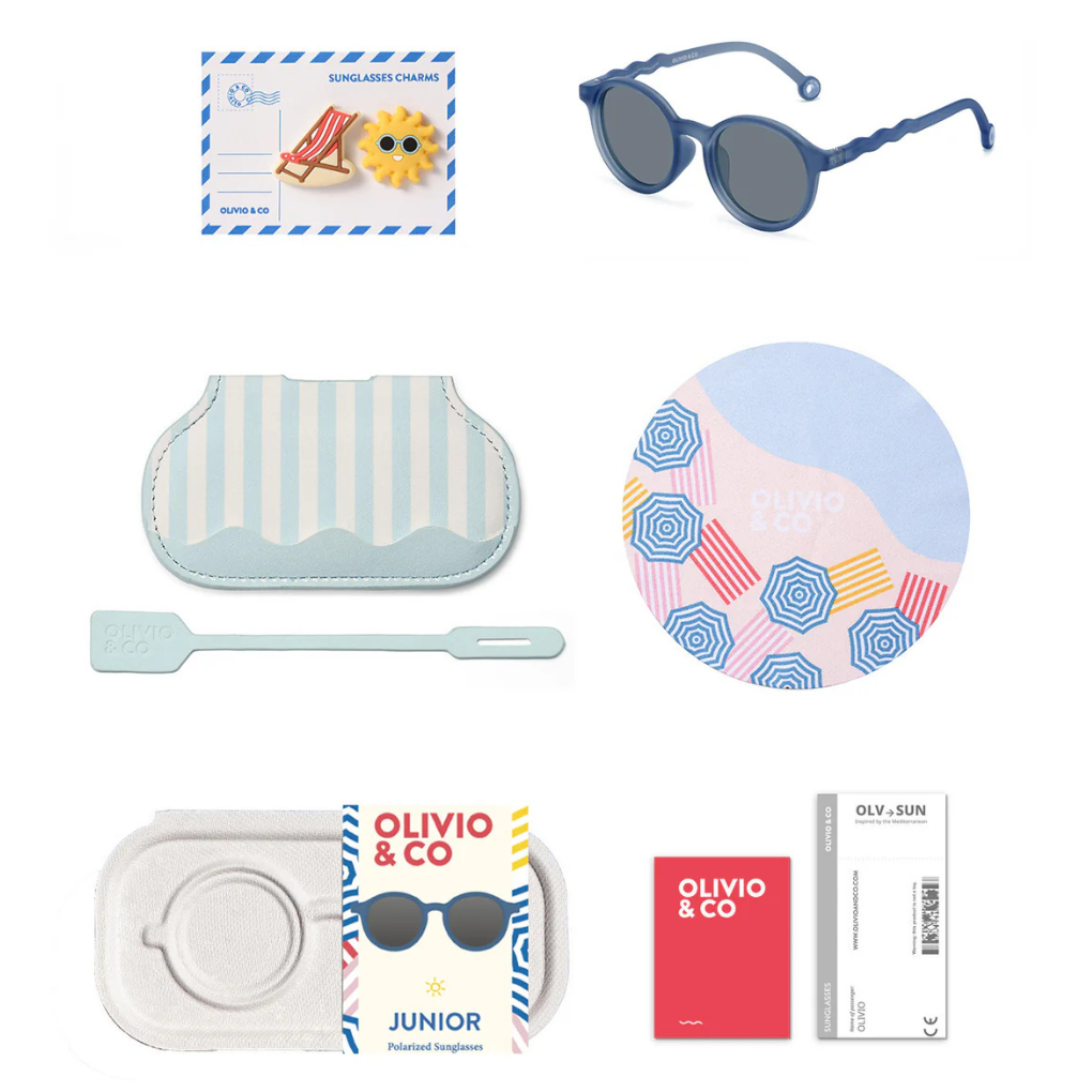 JUNIOR Oval Sunglasses-Seaside Stripes-Navy Blue 5-12 Jahre