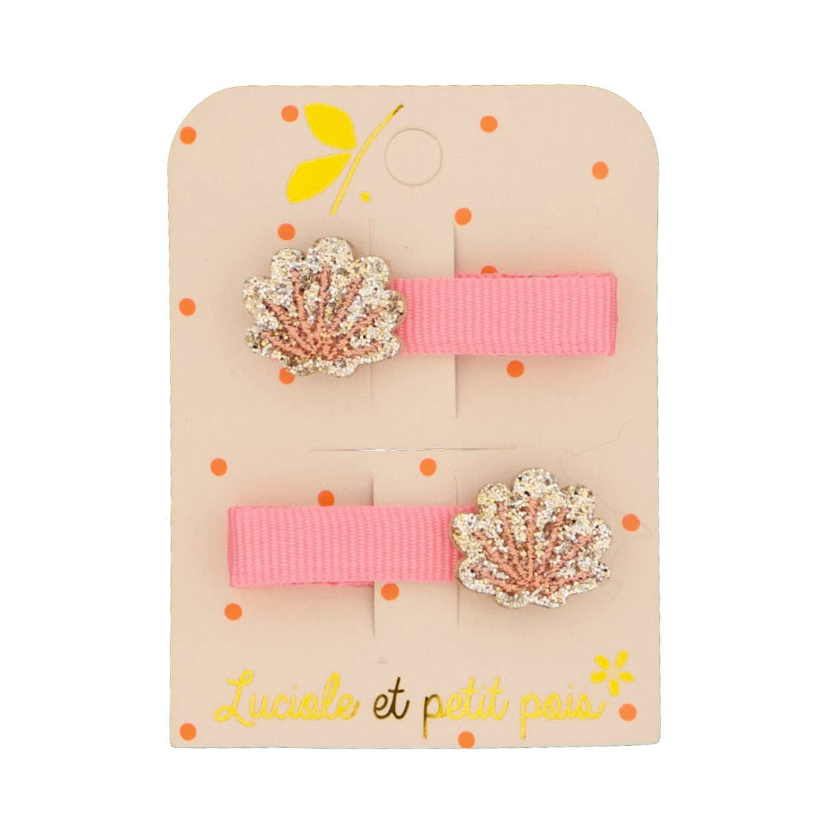 Goldfarbene Mini-Haarspangen mit Muschelmuster (Paar)
