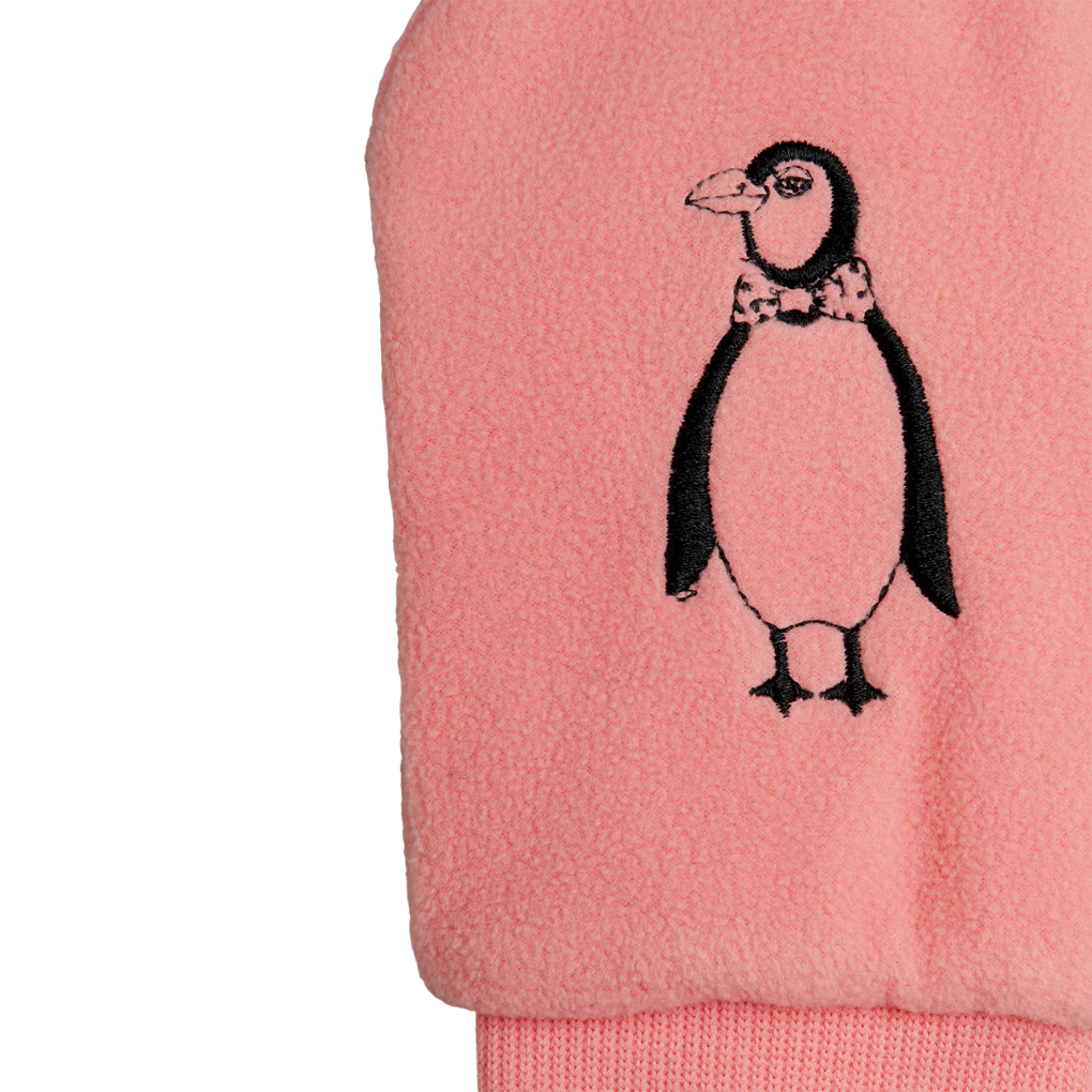 Penguin Emb Microfleece Overlapping Mittens