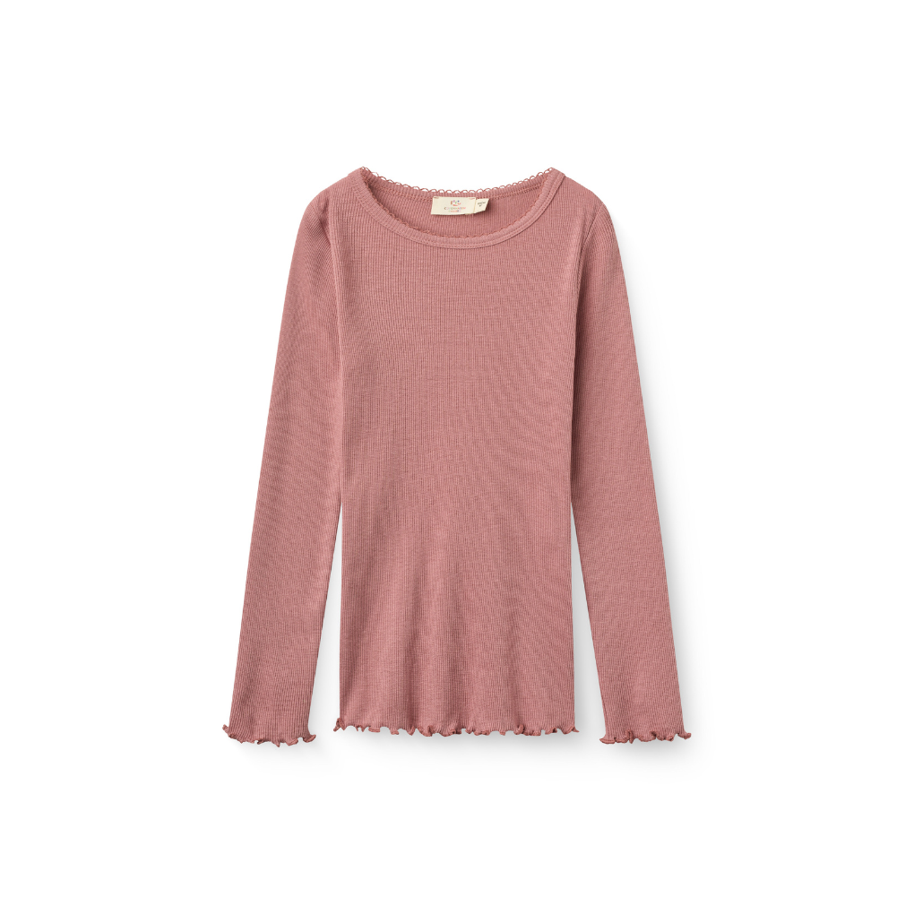 Modal Rib Tee w. Picot & LS Winter Rose