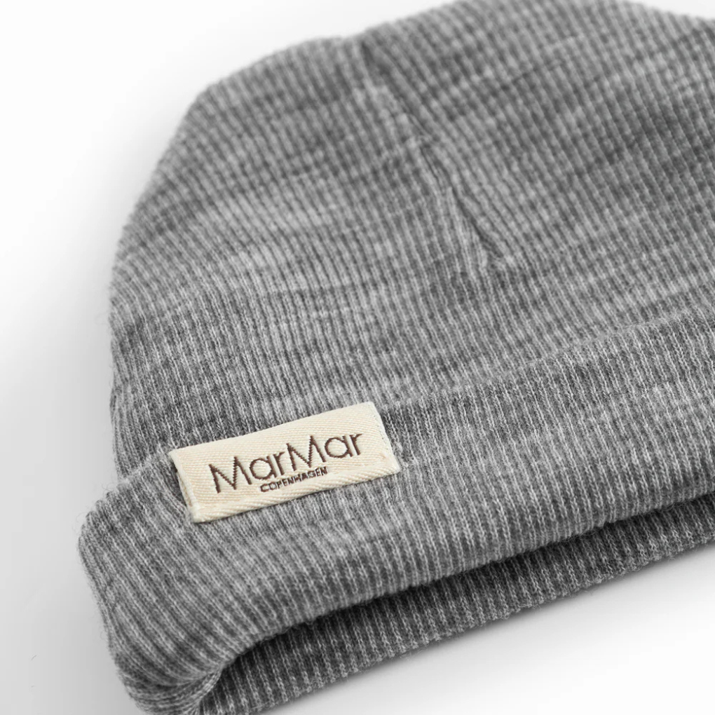 Aiko Beanie Woll Rib Grey melange