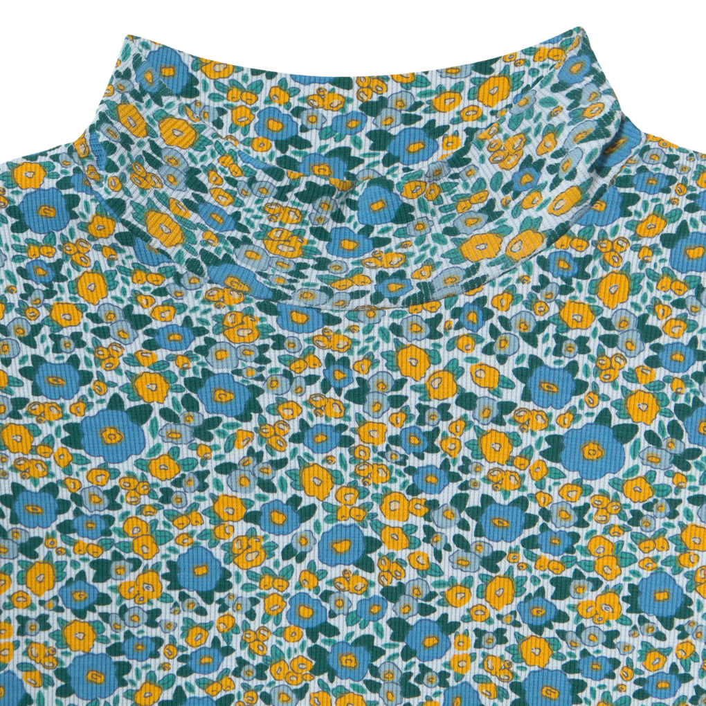 Flower Pattern Rib Mockneck