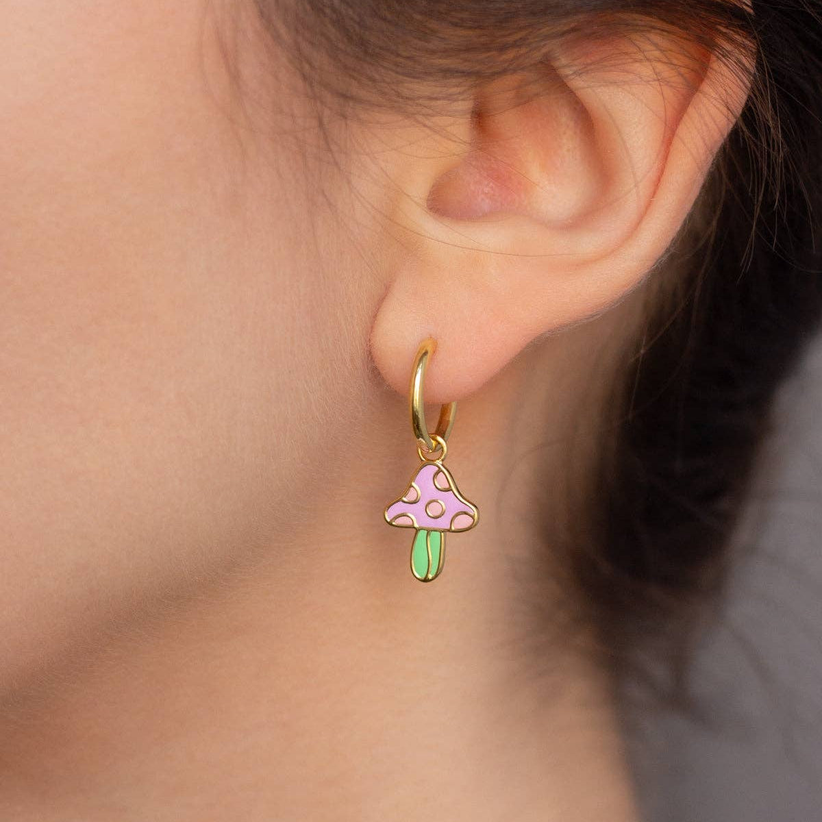 Mushroom Hoop Earrings