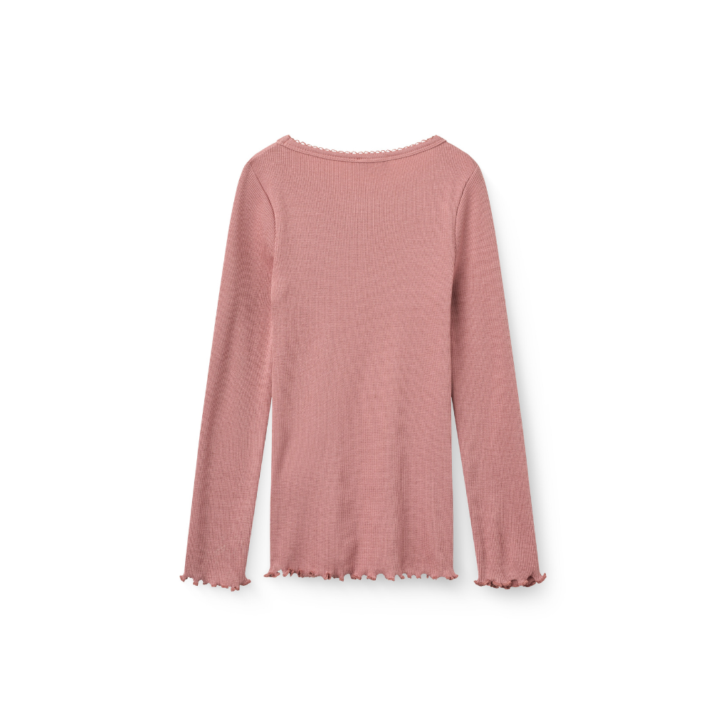 Modal Rib Tee w. Picot & LS Winter Rose