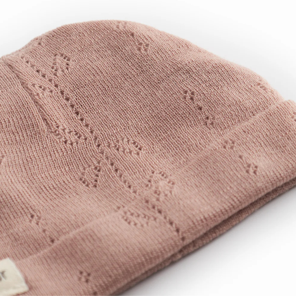 Aiko Beanie Wool Pointelle Burnt Rose