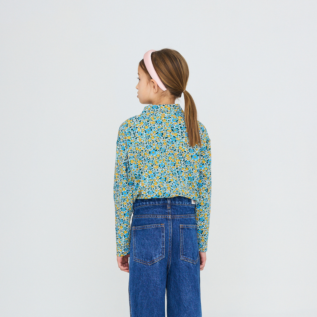 Flower Pattern Rib Mockneck