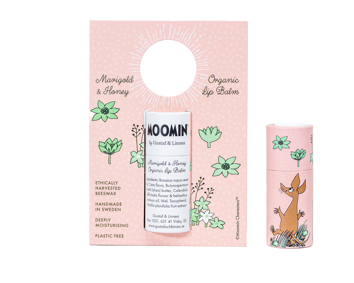 Moomin-Lippenbalsam aus Bienenwachs mit Ringelblume & Honig