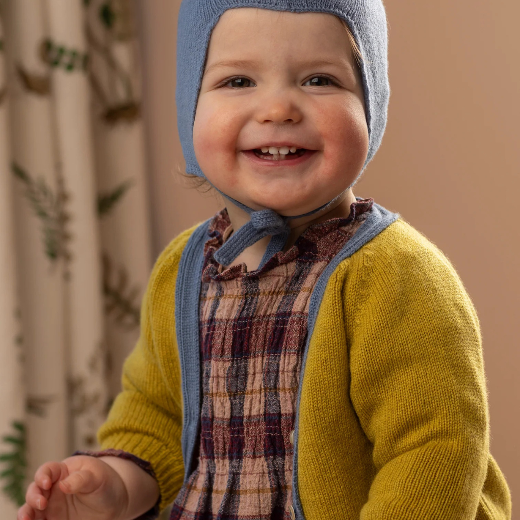 Kaschmir-Strickjacke Gold Dust/Mermaid-Blue