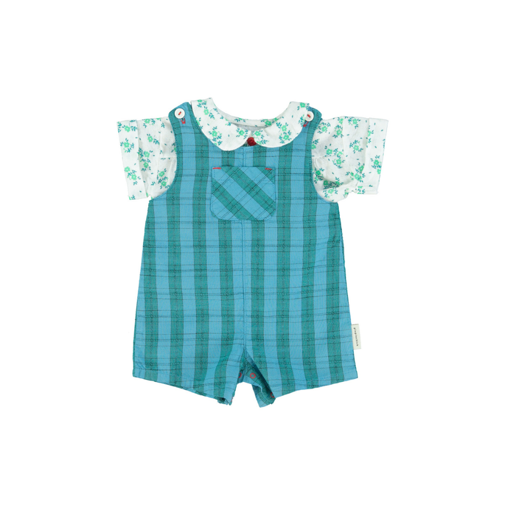 Baby Jumpsuit blau/grün Karo