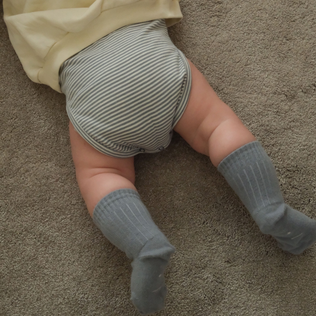 Baby Collar Onesie Stone Gray / Cream
