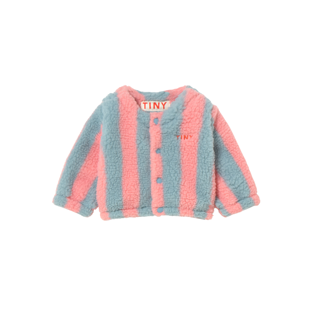 Sherpa Jacke Color Block Grau/Pink