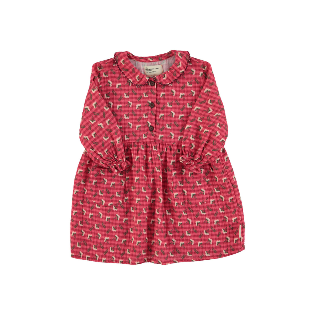 Kleid kariert mit Blumen