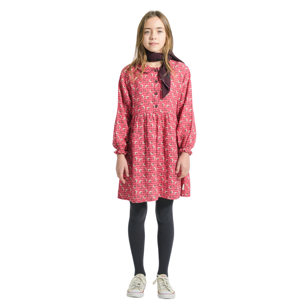 Kleid kariert mit Blumen