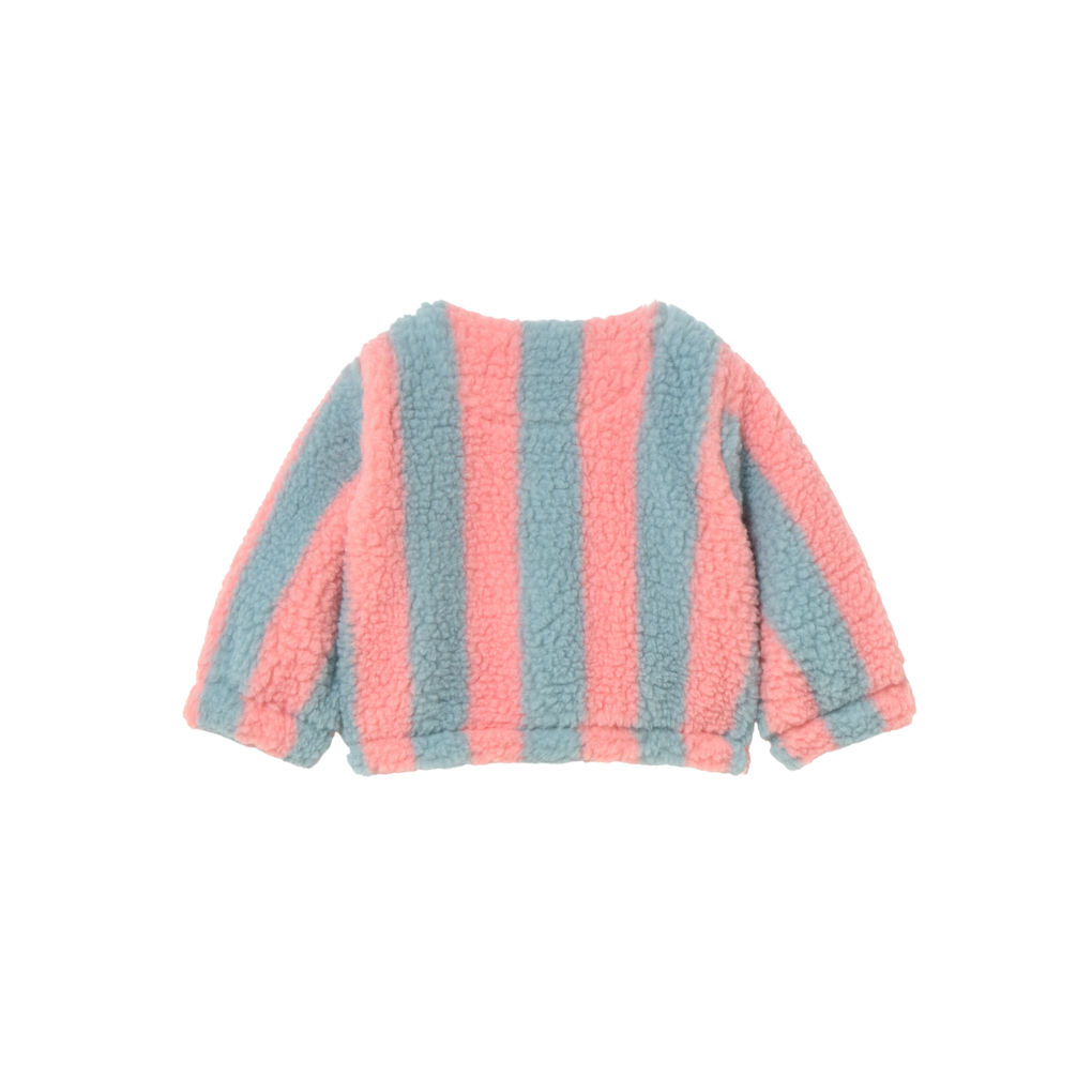 Sherpa Jacke Color Block Grau/Pink
