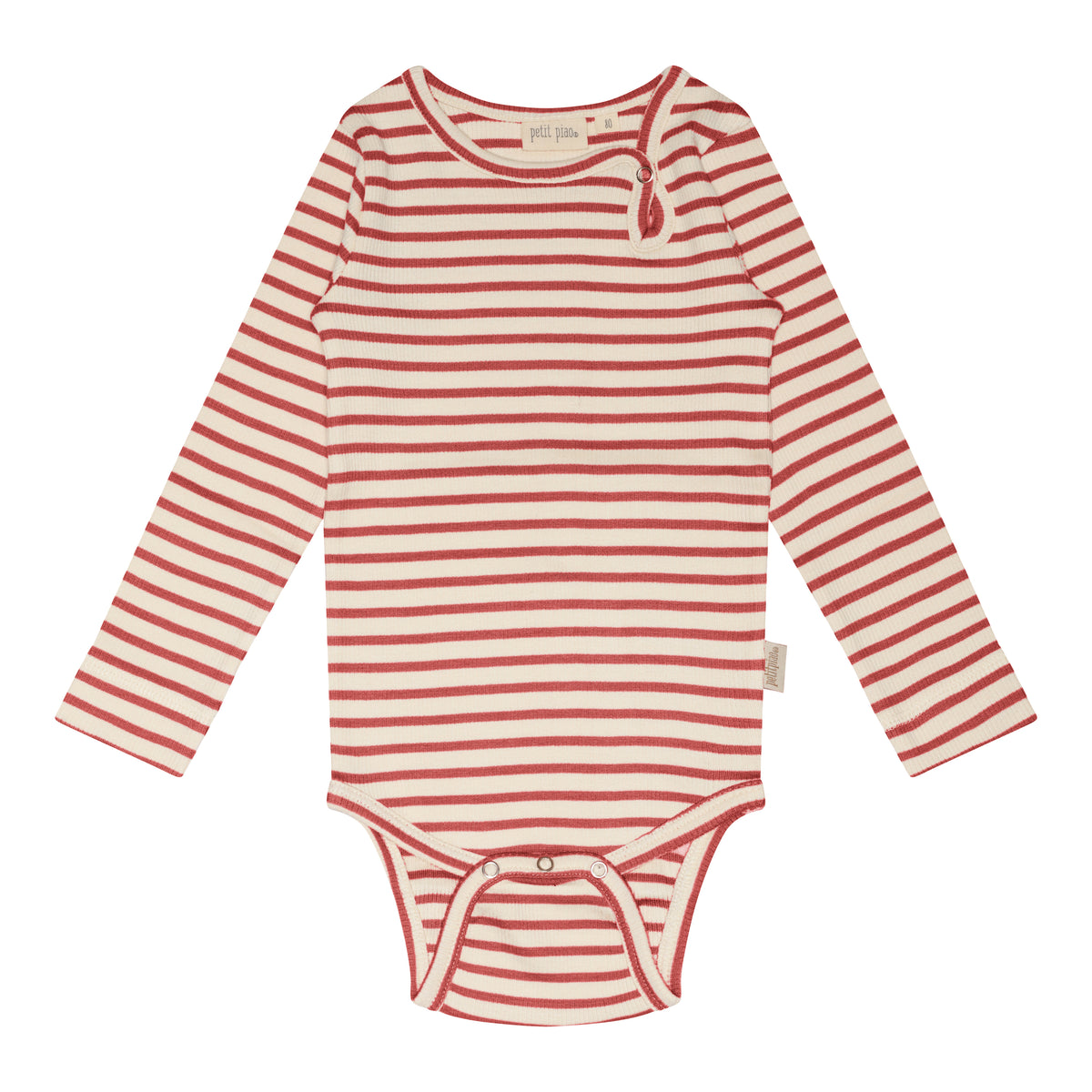 STRIPED BODY LONG SLEEVE BERRY DUST/WHITE