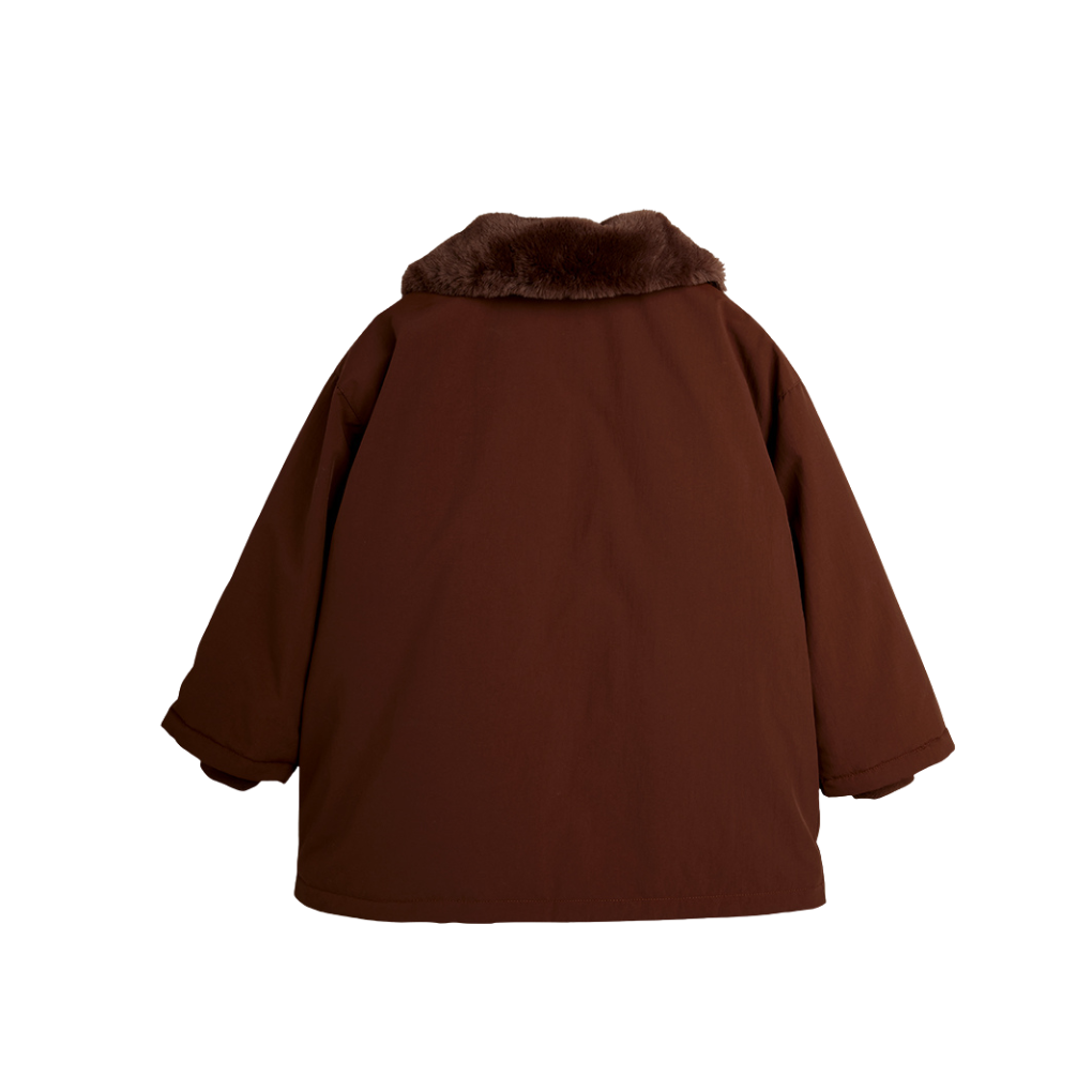 Padded Nylon Parka With Faux Fur Collar