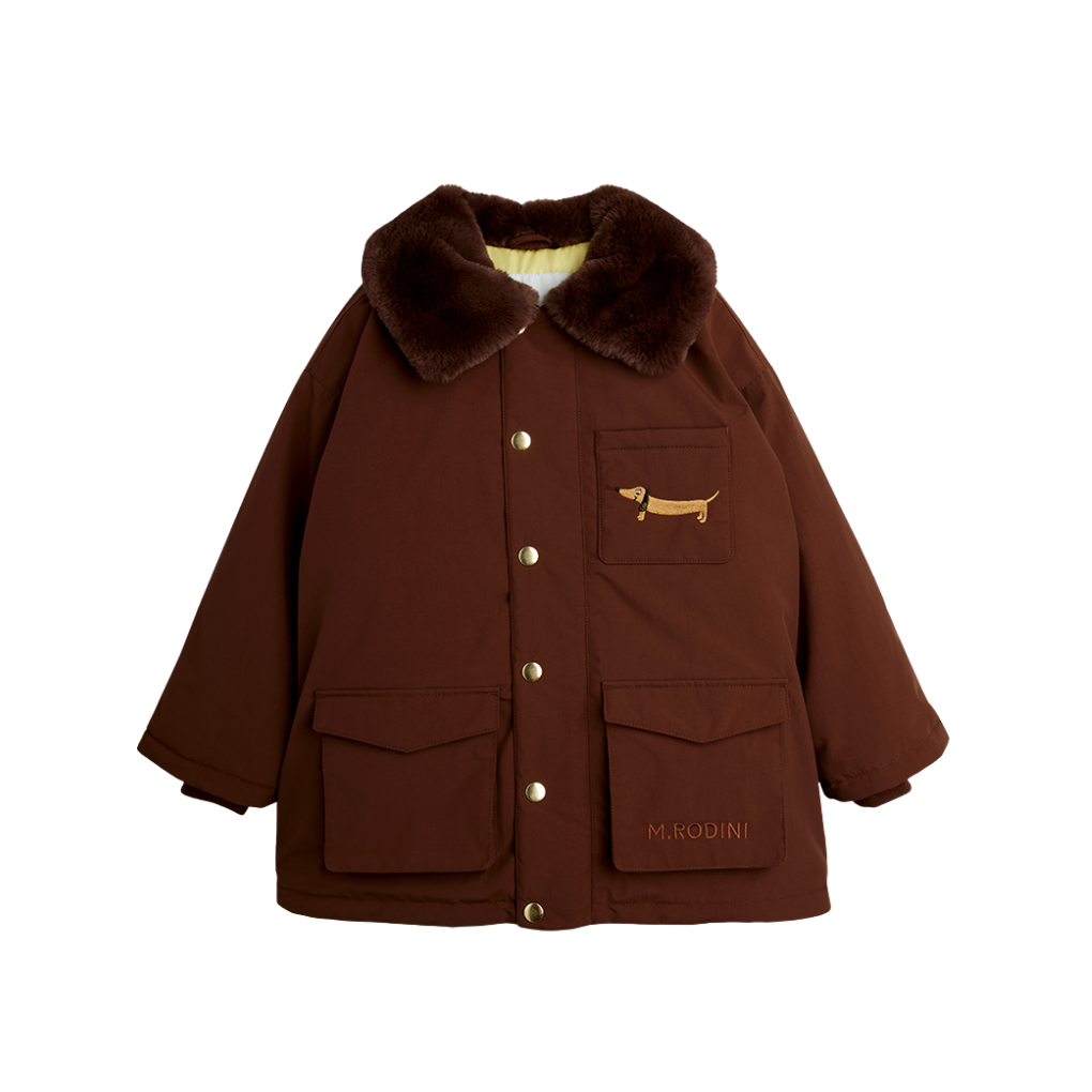 Padded Nylon Parka With Faux Fur Collar