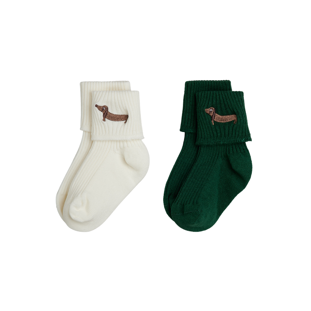 Dog Emb 2er-Pack Ribbed Baby Socken