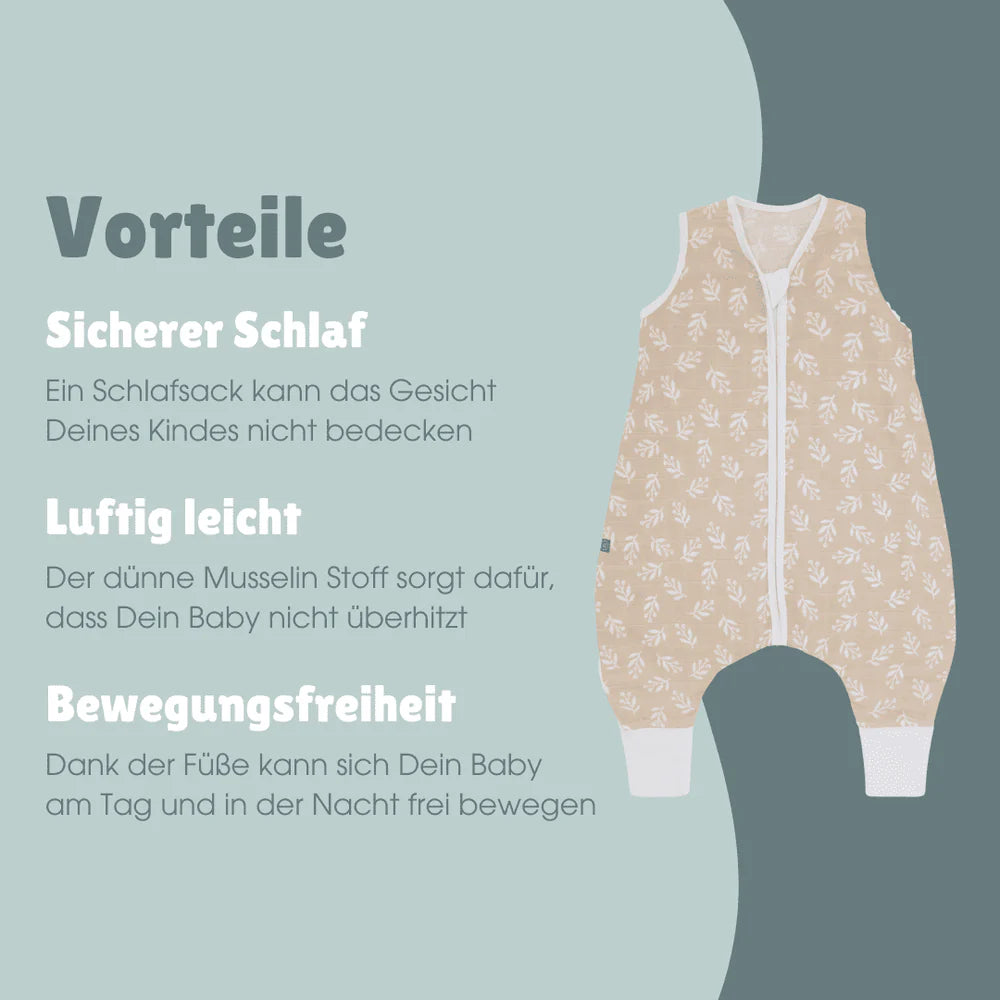 Musselin Schlafsack mit Füssen 0.5 TOG