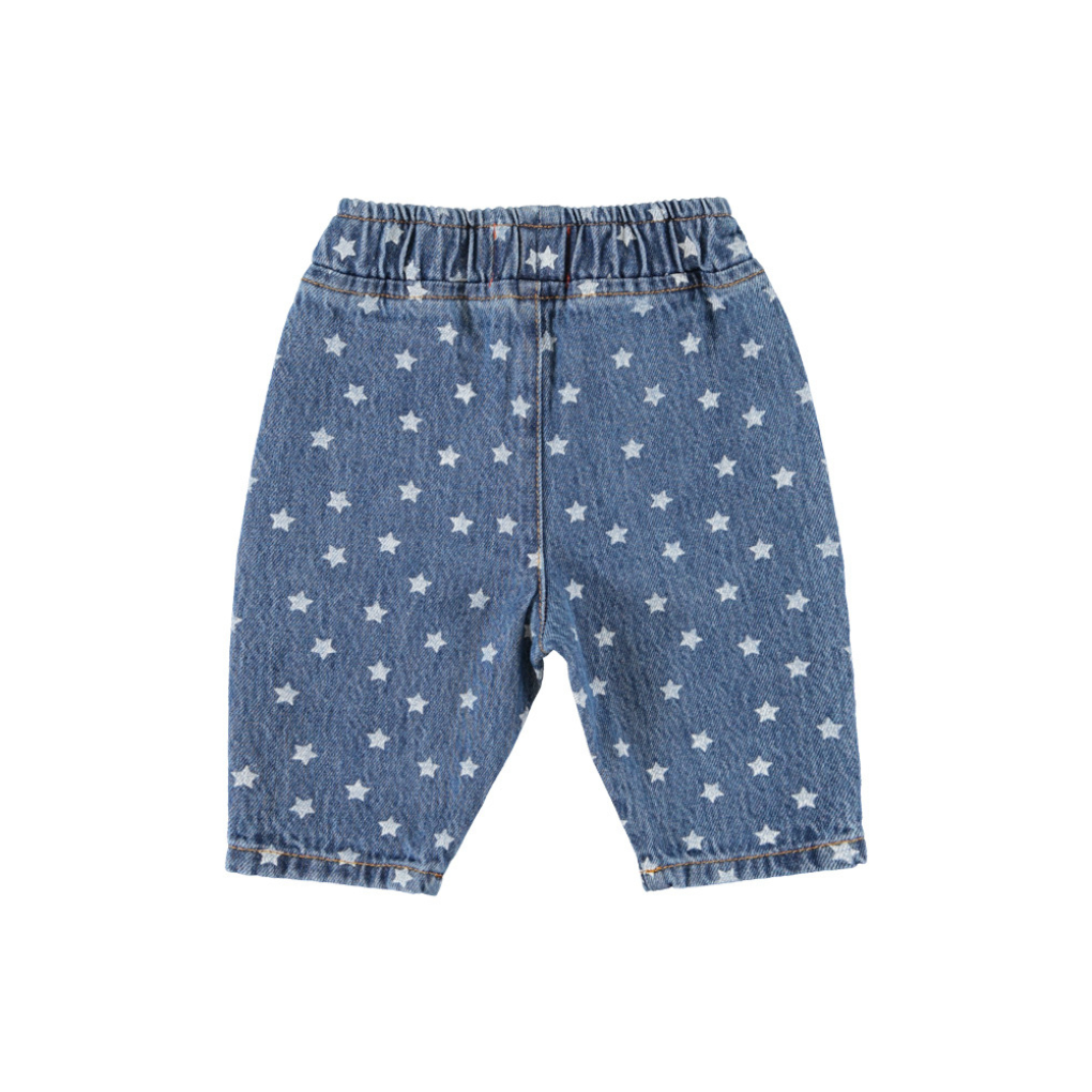 Baby-Hose Washed Navy Denim mit Sternen