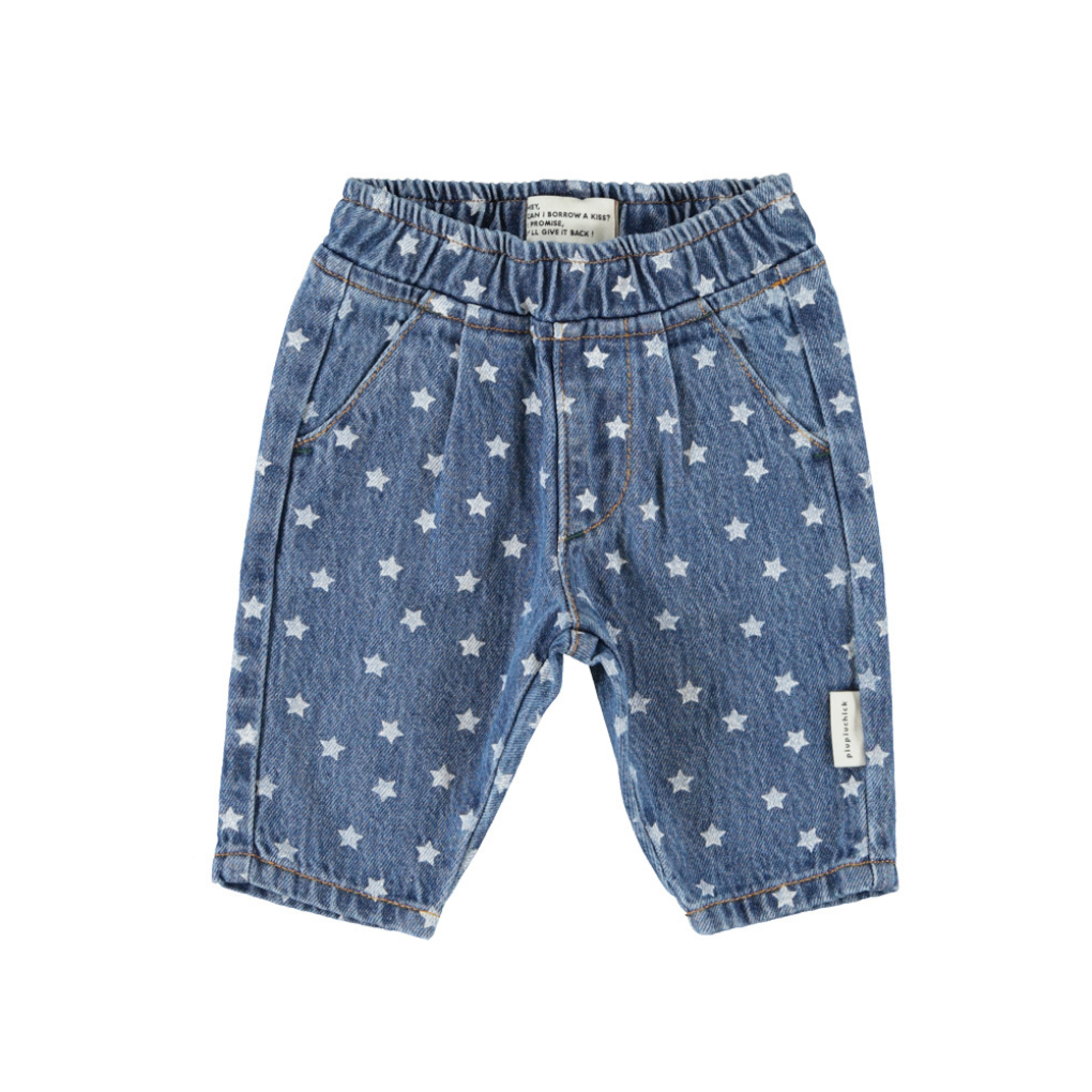 Baby-Hose Washed Navy Denim mit Sternen