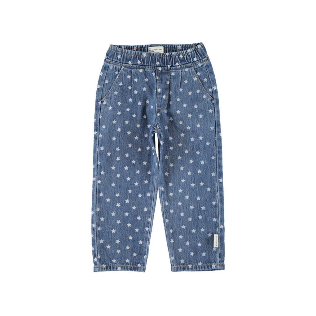 Hose Washed Navy Denim mit Sternen