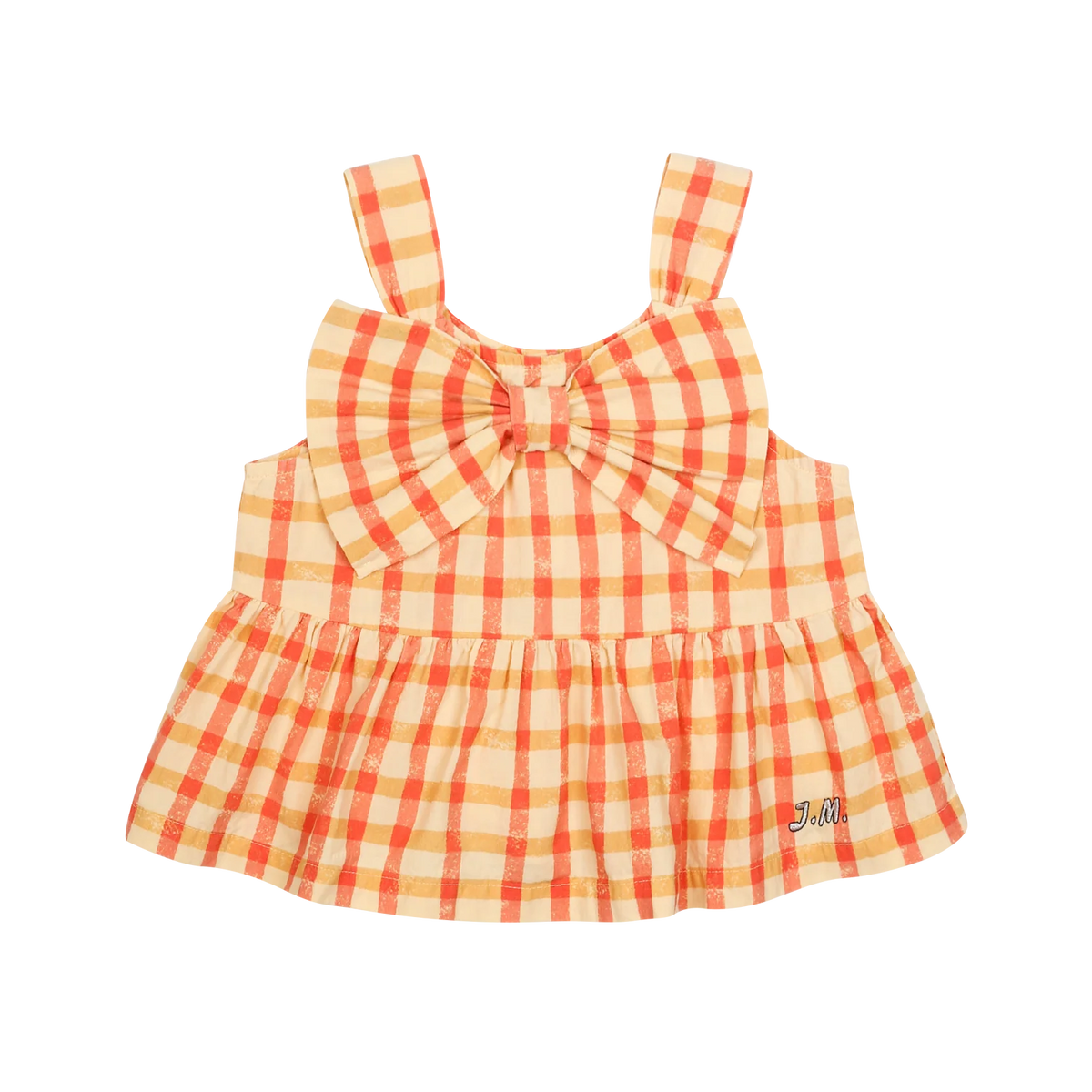 Checked Ribon Sleeveless Blouse