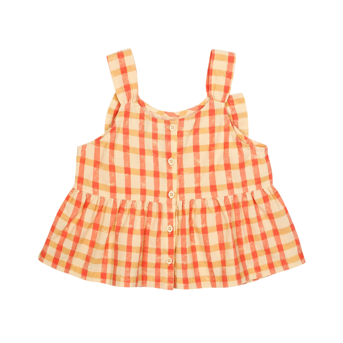 Checked Ribon Sleeveless Blouse