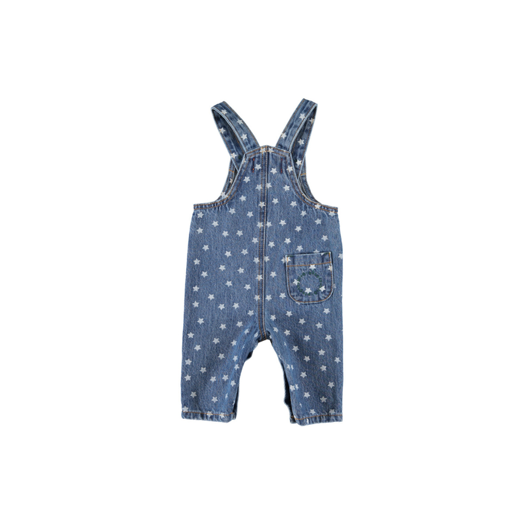 Baby-Latzhose Washed Navy Denim mit Sternen