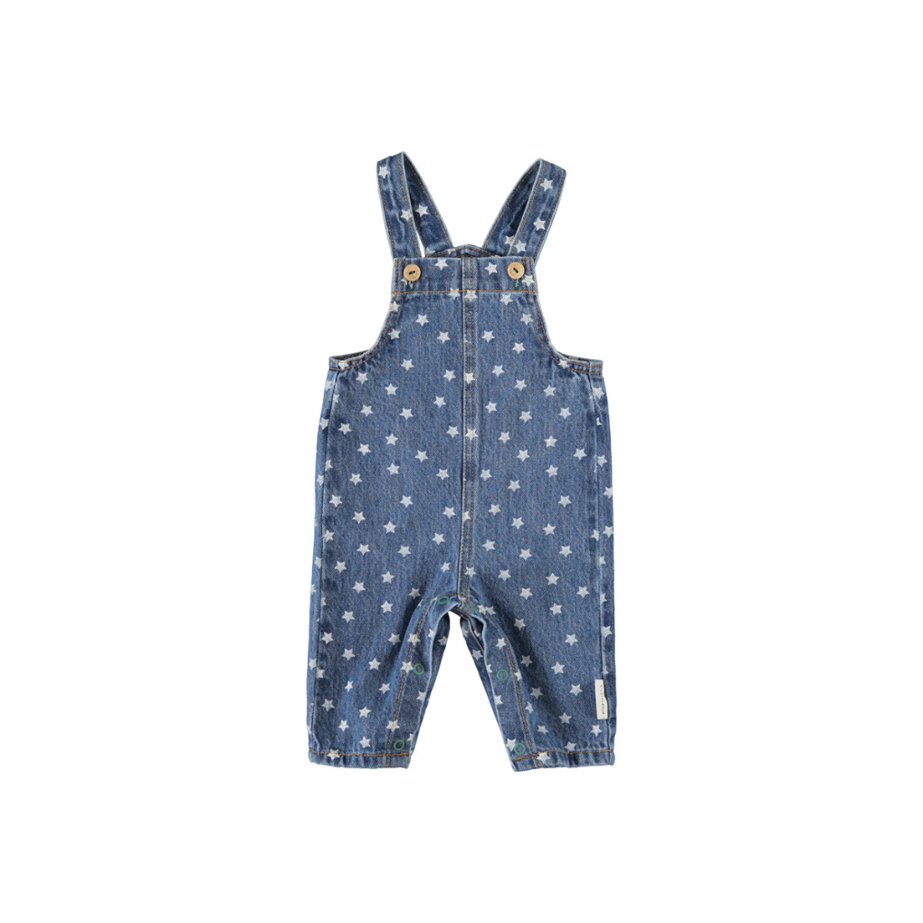 Baby-Latzhose Washed Navy Denim mit Sternen