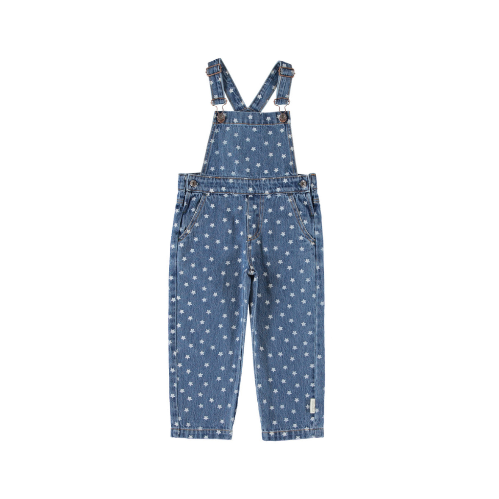 Latzhose Washed Navy Denim mit Sternen