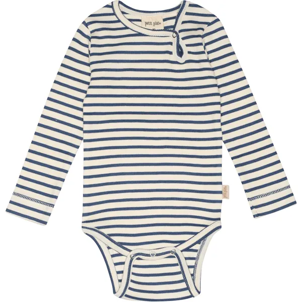 GESTREIFTER BODY LANGARM BLAU/WEISS