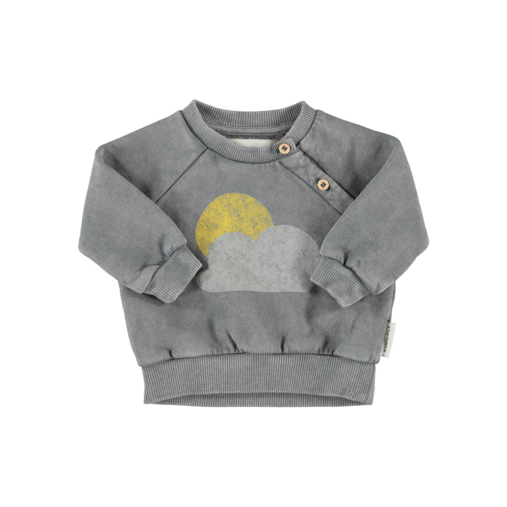 Baby-Sweatshirt grau mit Sonne-Wolken-Print