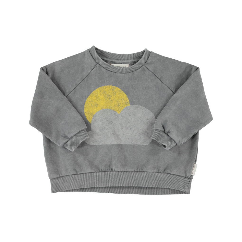 Sweatshirt grau mit Sonne-Wolken-Print